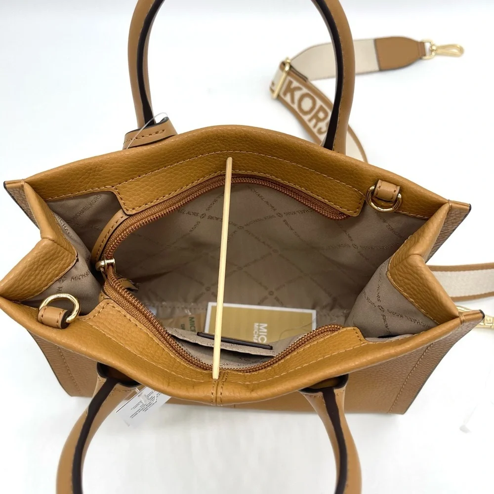 Michael Kors Small Mirella Pebbled Leather Top Zip Crossbody Bag